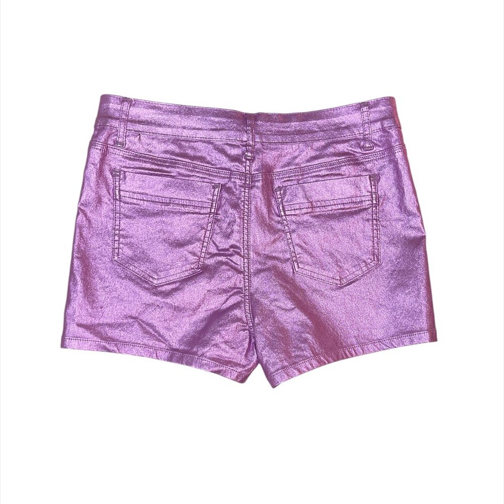 Hot Kiss Hot Pink Metallic Shorts Sz L - Picture 2 of 2